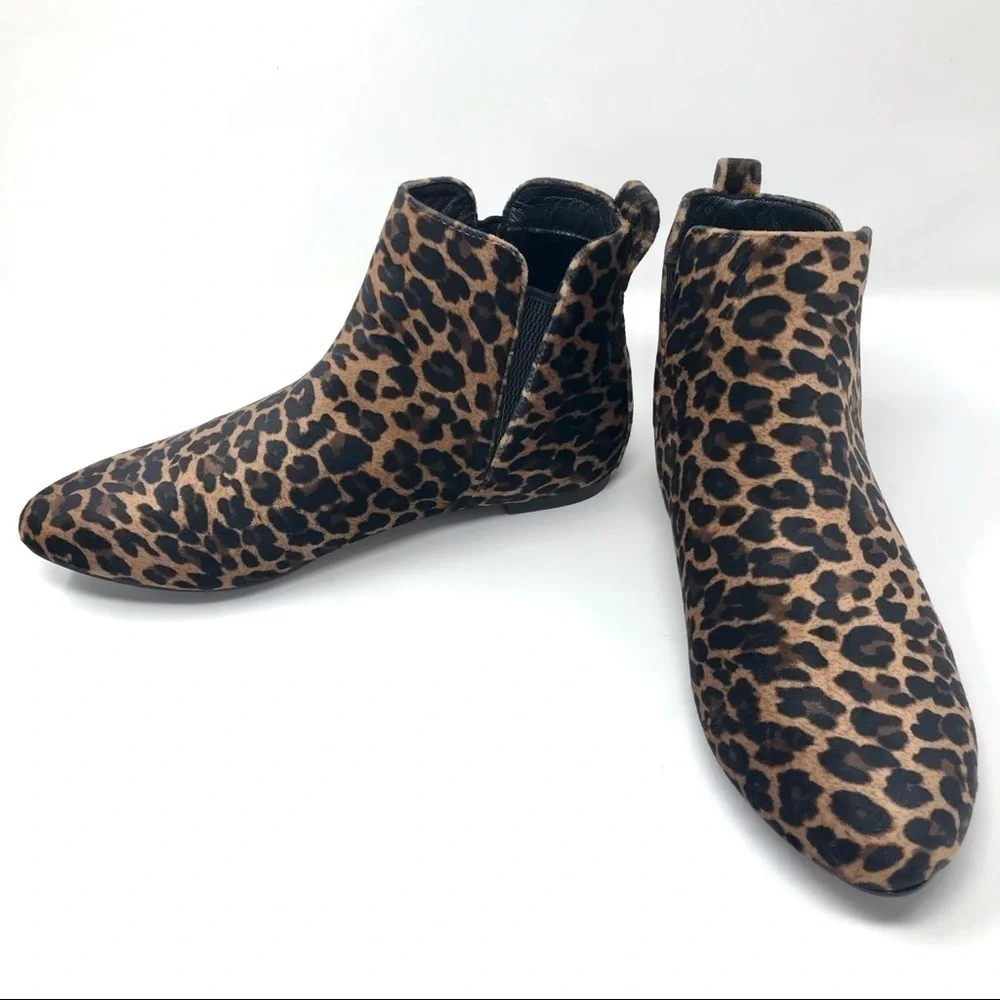 Born Remo Pixie Booties Brown Black Leopard Print Size 6